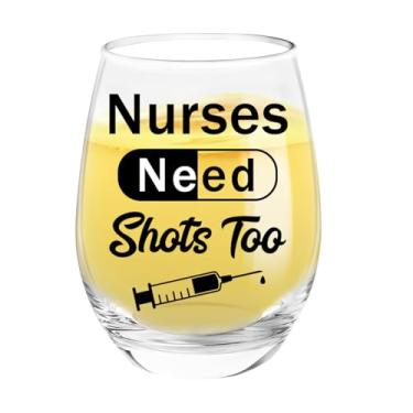 Imagem de Taças de vinho engraçadas sem haste presentes para enfermeiras semanas presentes de enfermagem estudante futuro enfermeiros presente de formatura presente de agradecimento de enfermeiras RN Praticante