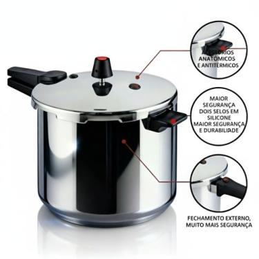 Imagem de Panela de Pressão Fechamento Externo 10 Litros Polido Aluminio Naciona