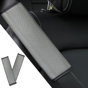 Imagem de Couslcd Capa de cinto de segurança para carro, 2 peças, capas de alça de ombro macias, almofadas de cinto de segurança de couro confortável para dirigir protege seu ombro e pescoço universal para