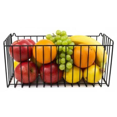 Imagem de Cesto Aramado Fruteira de Parede 40cm sem Divisória N5 Preto para Cozi