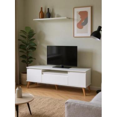 Imagem de Rack para TV 180cm Retro Mdf Dallas - On Móveis, Branco