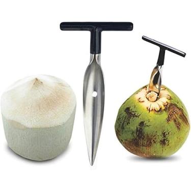 Imagem de FURADOR ABRIDOR DE COCO VERDE PERFURADOR MANUAL CABO EMBORRACHADO EM AÇO INOX