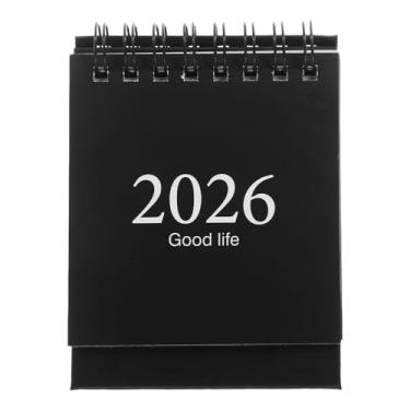Imagem de TEHAUX Calendário de mesa 2026-2027 mini em pé flip diário pequeno calendário de mesa para escritório em casa e sala de aula, preto