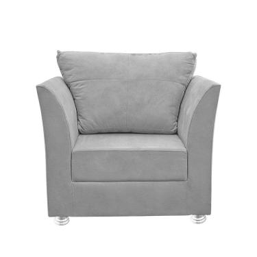 Imagem de Poltrona Cadeira Decorativa Para Sala E Quarto Lisboa Suede Cinza Claro