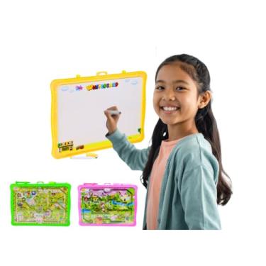 Imagem de Quadro Labirinto 2 em 1 com Tela Branca para Desenho Educativo Infantil (Verde)