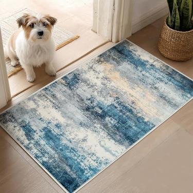 Imagem de Acetiamin Tapete de área lavável à máquina de 5 x 7 cm para entrada, tapetes pequenos antiderrapantes abstratos para crianças, tapete de porta interior antiderrapante para entrada, quarto, sala de