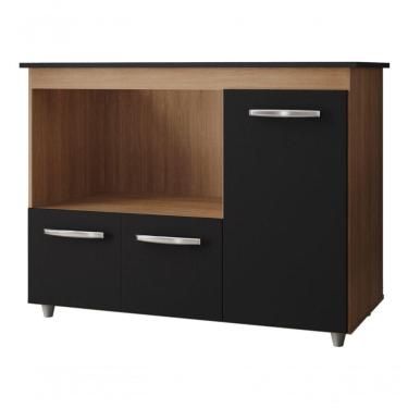 Imagem de Balcão Para Cooktop Ana 5 Bocas 3 Portas Moblis Cor:savana Preto