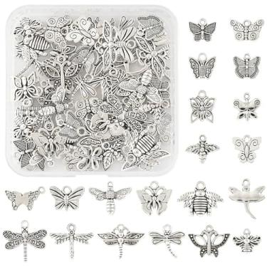 Imagem de MakemadeDIY 60 peças de pingentes de liga de estilo tibetano para pulseiras, colares, brincos, kit de fabricação de joias de pingentes de borboleta em forma de mistura