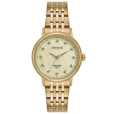 Imagem de Relógio Seculus Feminino Ref: 77331lpsvda1 Casual Aço Dourado