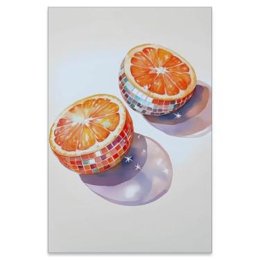 Imagem de Haitunone Arte de parede de laranjas arte de parede vintage frutas pôster maximalista impressão em tela moderna bar carrinho decoração de parede para sala de jantar cozinha 40 x 61 cm sem moldura