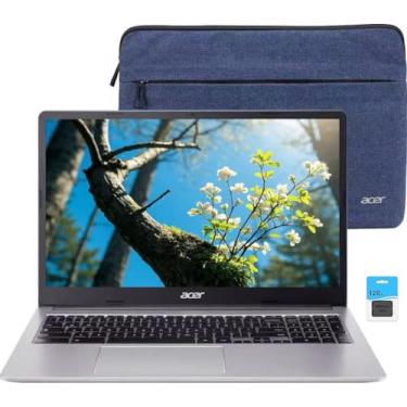 Imagem de acer Chromebook 315, laptop com tela IPS FHD de 15,6 polegadas (1920 x 1080), Intel Celeron N4500, 4 GB de RAM, 192 GB de armazenamento (64 GB eMMC + 128 GB SD), webcam, Chrome OS, prata brilhante