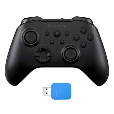 Imagem de ShanWan Wireless Controller for PC, iPhone, Android, Switch, Steam, Gamepad 2.4G Bluetooth Controller with Hall Effect Trigger,Turbo,Rumble Vibration (Black)