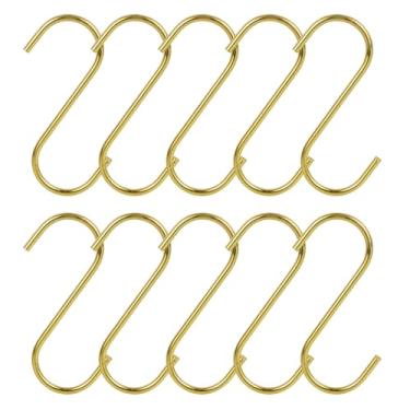 Imagem de IHYjinchoo Pacote com 10 ganchos em S dourados resistentes – Ganchos em forma de S de 10 cm para panelas de cozinha, panelas, xícaras de café, jeans, cabides e pendurar multiuso (10, dourado)