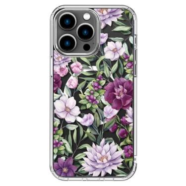 Imagem de ICEDIO Capa para iPhone 16 Pro com protetor de tela - compatível com carregamento sem fio, proteção aprimorada da câmera, capa transparente com design floral moderno para mulheres - flores rosa e