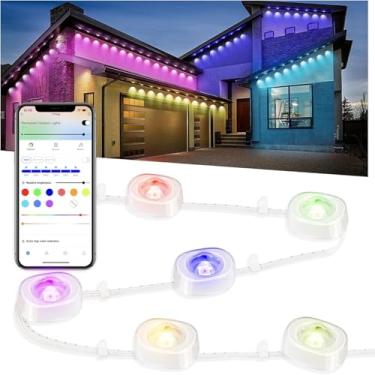 Imagem de Corda de Luz Decorativa RGBIC Inteligente Beira Telhado com Controle via Aplicativo Móvel Dimmer Remoto Milhões Cores Ajustáveis para Ambiente Persona