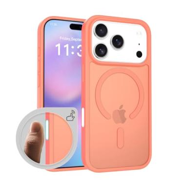 Imagem de Capa para iPhone 17 Pro (controle de câmera Ai) (proteção à prova de choque de grau militar) compatível com MagSafe Magnetic Translucent Matte Slim Thin Protected Phone Cove (laranja roscada, iPhone