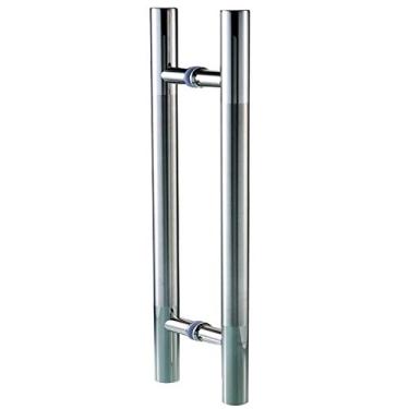 Imagem de Maçaneta de porta de vidro deslizante maçaneta de porta de celeiro interior exterior chuveiro fachada tipo universal aço inoxidável cromado prata instalação dupla face para escritório shopping center