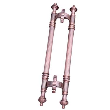 Imagem de Puxador de porta puxador de porta de celeiro para entrada de escritório de loja, maçaneta de porta deslizante comercial antiga em forma de H, puxador de porta de barra interior exterior (cor: cobre