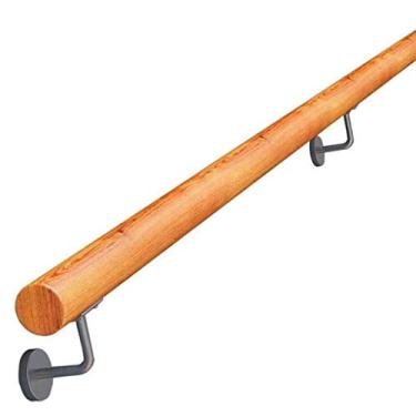 Imagem de Um conjunto completo de corrimãos de escada antiderrapantes de madeira maciça, grades de segurança de pinheiro, corrimãos de sótão internos e externos para idosos (3 m) (tamanho: 3 m)