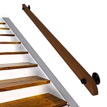 Imagem de Corrimão de escada de madeira antiderrapante para casa contra a parede corrimão para idosos corrimãos de corredor (1 pés-6 m) (tamanho: 5,5 m)