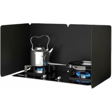 Imagem de HYUIO Protetor dobrável contra respingos de aço inoxidável, protetor contra respingos de óleo de cozinha para fogão, protetor contra respingos de óleo de cozinha para cozinha