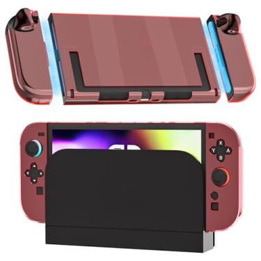 Imagem de RHOTALL [Upgraded Version Easily Dock] Clear Red Dockable Case for Nintendo Switch 2 2025,Protective Hard PC Shell,Slim Transparent Cover with Detachable joycon Compatible with Switch 2