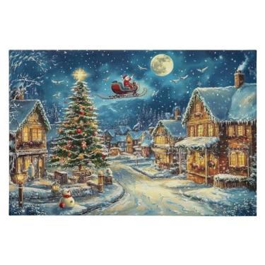 Imagem de Blueangle Tapete de Natal 5 x 7 – Capacho lavável antiderrapante para entrada, cozinha, banheiro, varanda com estampa de cidade de neve (198)