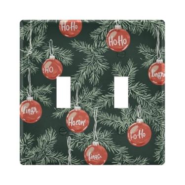 Imagem de ATTX Capa de interruptor de luz de interruptor duplo para galhos de árvore de Natal, placa decorativa de 2 faixas, placa frontal com interruptor duplo (11)
