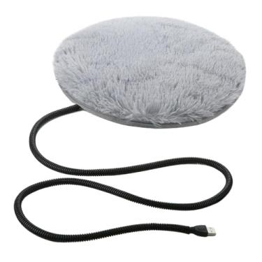 Imagem de Generic Tapete térmico para gatos, cobertor elétrico redondo de pelúcia, confortável para uso interno, ideal para gatinhos, coelhos, pequenos animais de, Cinza Claro