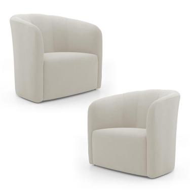 Imagem de Kit 02 Poltronas Decorativas Abby Veludo Bege Claro - Desk Design