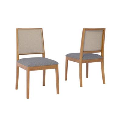 Imagem de Conjunto com 2 Cadeiras Buriti Linho Grafite e Madeira