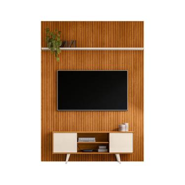 Imagem de Rack com Painel para TV até 65 Polegadas New Panorama 2 Portas Cinamomo e Off White