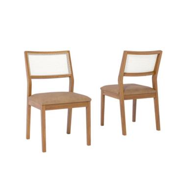 Imagem de Conjunto com 2 Cadeiras Bella Revestimento Sintético Kaki e Madeira