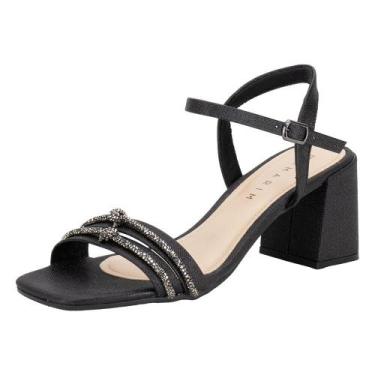 Imagem de Sandália feminina salto grosso ramarim 2534202, Preto, 35