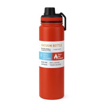 Imagem de Garrafa De Agua Térmica Inox 800ml com Parede Dupla Isolada, Tampa Antivazamento, Alça, Aço Inoxidável, Boca Larga – Ideal Academia, Trilhas, Corrida, Escritório, Esportiva