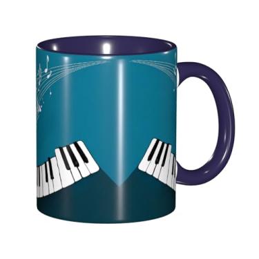 Imagem de Zeraoke Canecas de café criativas com impressão de teclas de piano verdes e brancas, personalizadas, presente para família, tamanho de 325 ml, unissex