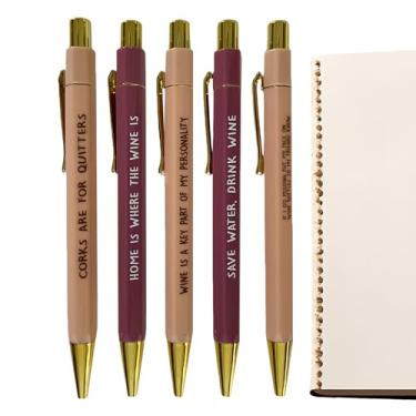 Imagem de Conjunto De Canetas Esferográficas - 5 Unidades Com Citações Engraçadas Escrita Suave Retrátil,Canetas Roller Novidade Para Escrita,Para Reuniões De Escritório