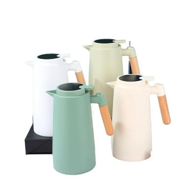 Imagem de Garrafa Térmica Termometro Digital 1L Café Chá Nórdica Com Cabo Madeira -O14