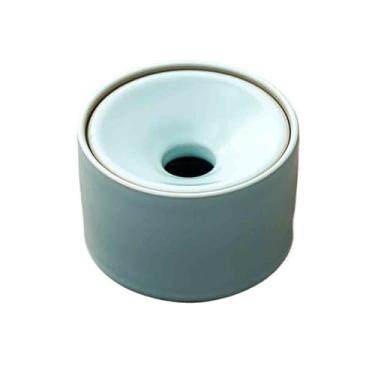Imagem de Cinzeiro Cinzeiro retrô azul em cerâmica formato de funil, com tampa, para sala estar ou escritório