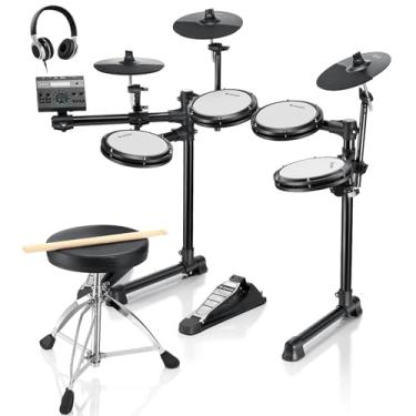 Imagem de Donner DED-200 LITE - Kit de bateria eletrónica para iniciantes com mais de 450 sons, USB MIDI, almofadas para orelhas de malha silenciosas, trono, auriculares, paus e 40 lições de