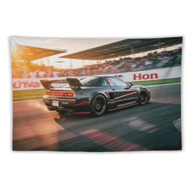 Imagem de HouLaiZhe Tapeçaria de carro Nsx Jdm pista de carro corrida esportes pendurar na parede quarto decoração de casa tapeçarias estética piquenique decoração de parede arte de parede para dormitório sala