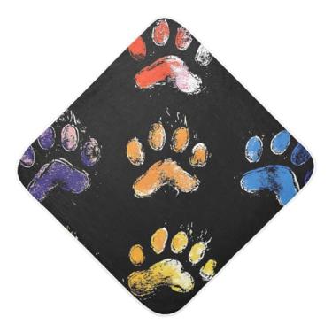 Imagem de Toalhas de bebê com capuz toalha de bebê absorvente ultra macia pegadas de animais musselina algodão toalhas de banho para recém-nascidos bebês bebês 89 x 89 centímetros