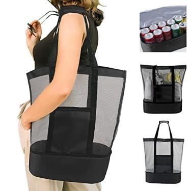 Imagem de Bolsa de Praia Malha Grande Térmica para Lanche Reutilizável Acampamento