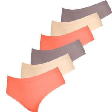 Imagem de Kit 6 Calcinhas Cintura Alta Poliamida Calcinha Sem Costura Forro De A