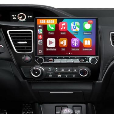 Imagem de Rádio de carro 4 núcleos 4G + 64G Android 13 para Honda Civic 2013 2014 2015 2016 2017, Leadfan Car Stereo Wireless Carplay, Android Auto, tela sensível ao toque de 9 polegadas Blutooth FM GPS WiFi