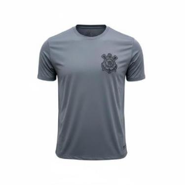 Imagem de Camisa Corinthians Brasão Bordado Licenciado Coimbra Cinza-Masculino