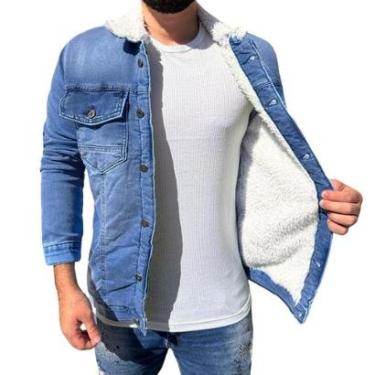 Imagem de Jaqueta Jeans Slim Fit Forrada Com Pelo Gola Pelinho Premium-Masculino