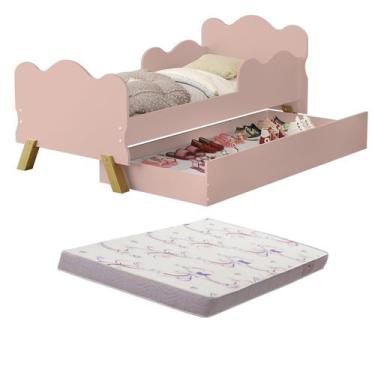 Imagem de Mini Cama Angel Infantil Nuvem MDF com pés de madeira retro Com Proteç