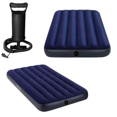 Imagem de Colchão inflável solteiro intex fiber tech 191x76x25cm 2un + bomba ar 