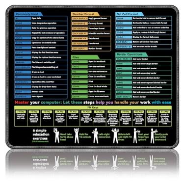 Imagem de Tapete de mouse Excel — 11,20 x 24,9 cm bloco de mesa de tamanho portátil, contém 5 módulos de função Excel, teclas de atalho FN e exercícios práticos de relaxamento, jogos, trabalho, estudo, mouse